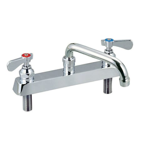 Bk Resources Optiflow Solid Body Faucet, 14" Swing Spout, 8" O.C. Deck Mount BKF-8DM-14-G